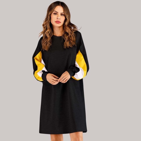 

Cut And Sew Heathered Sweatshirt Dress