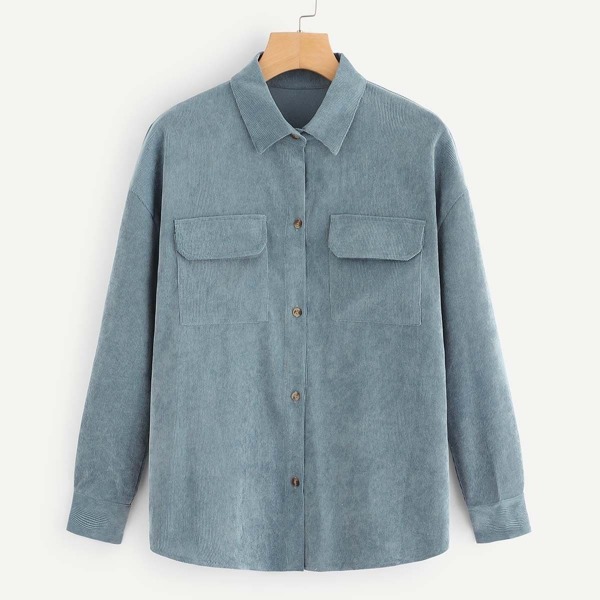 

Double Pocket Corduroy Blouse, Blue