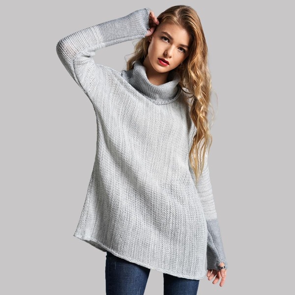 

Drop Shoulder High Neck Sweater