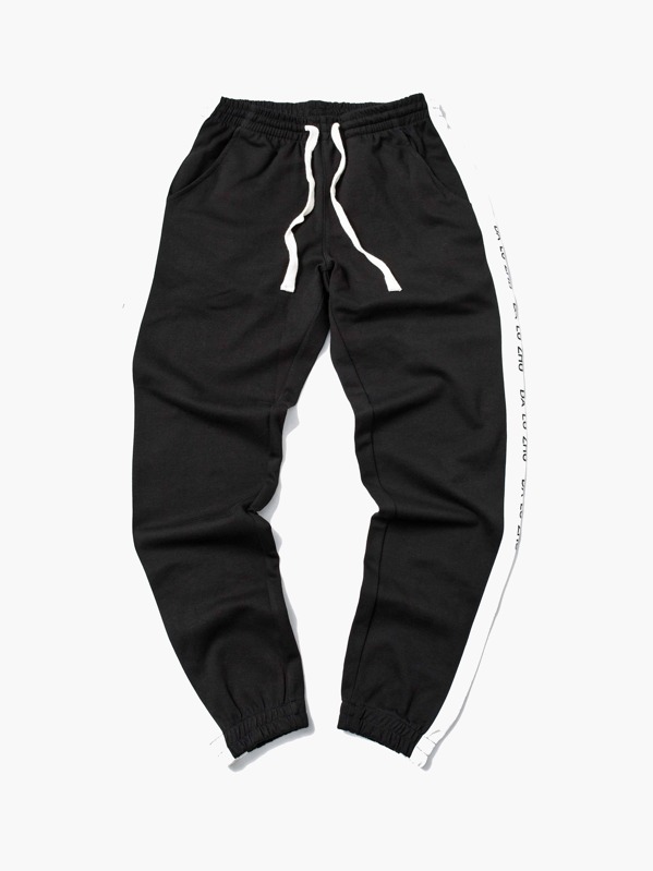 

Мужчины Письмо Печать Сторона Цветной блок Drawstring Pants, null