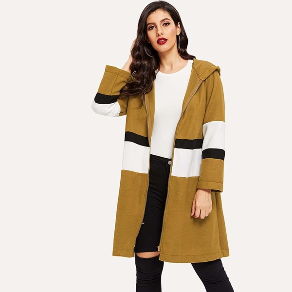

Colorblock Zip-up Hooded Outerwear