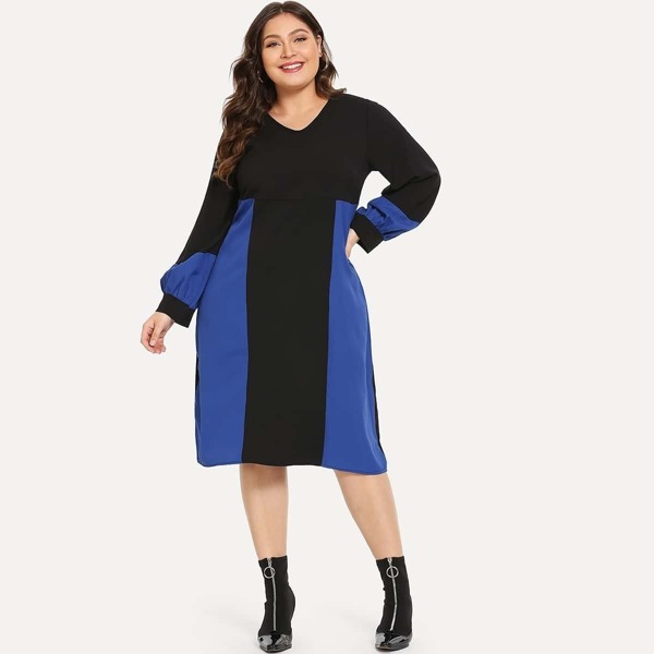 

Plus Cut And Sew Panel Dress, Black