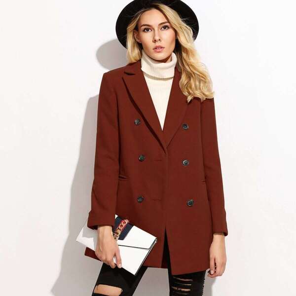 

Double Breasted Notched Collar Coat