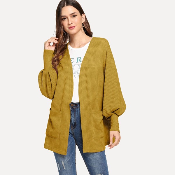 

Lantern Sleeve Open Front Coat