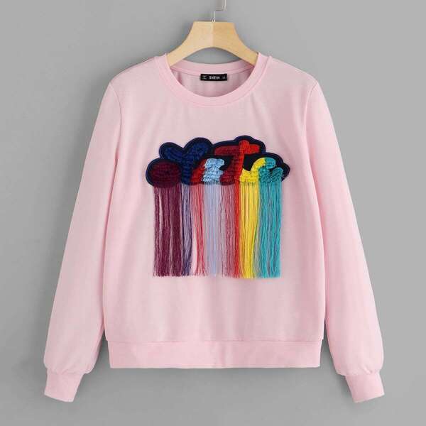 

Fringe Detail Embroidered Hoodie