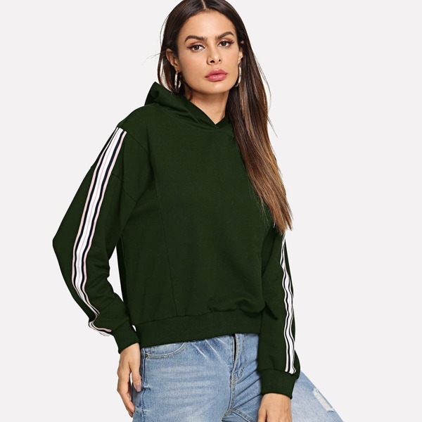 

Striped Tape Sleeve Hoodie