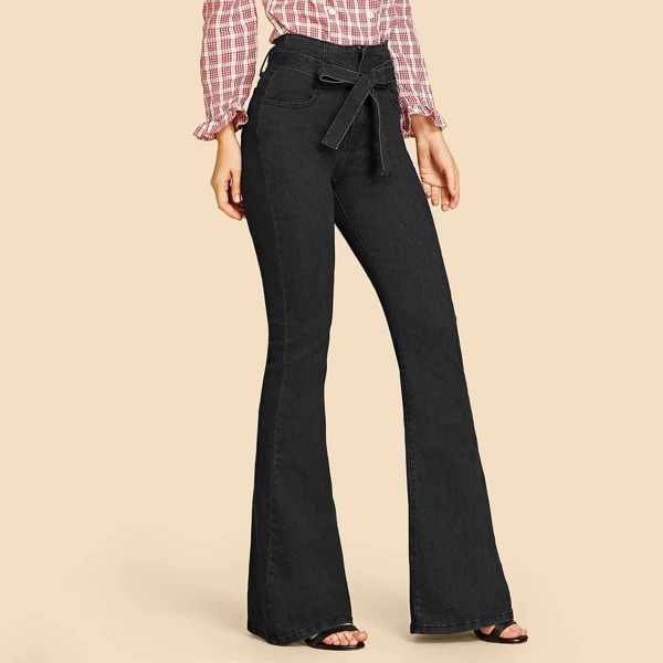 

Tie Waist Flare Leg Jeans