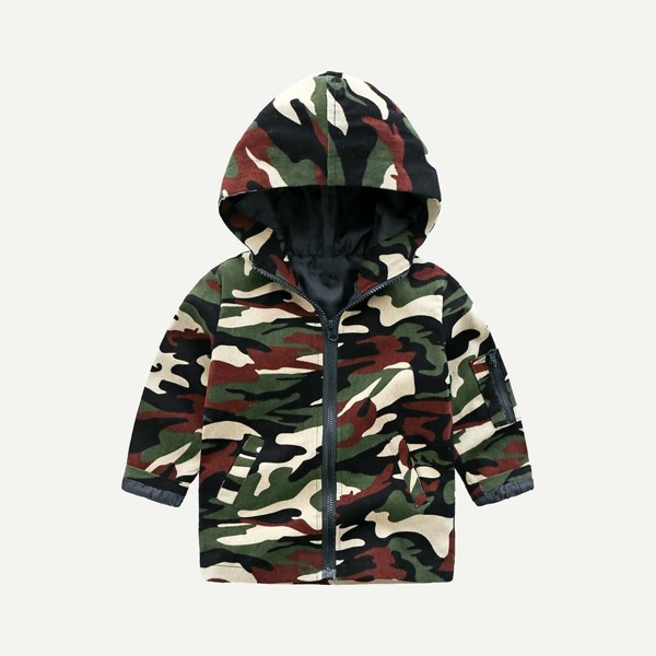 

Toddler Boys Camo Pattern Hooded Coat