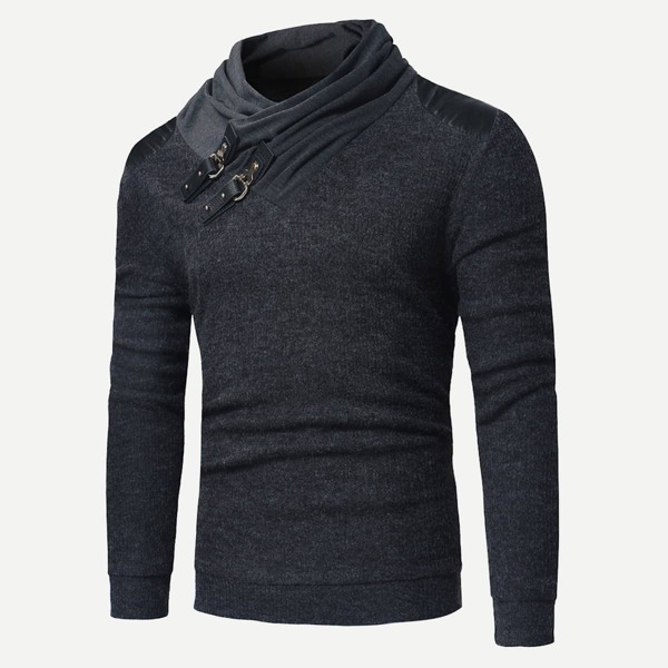 

Men Buckle Detail Solid Jumper