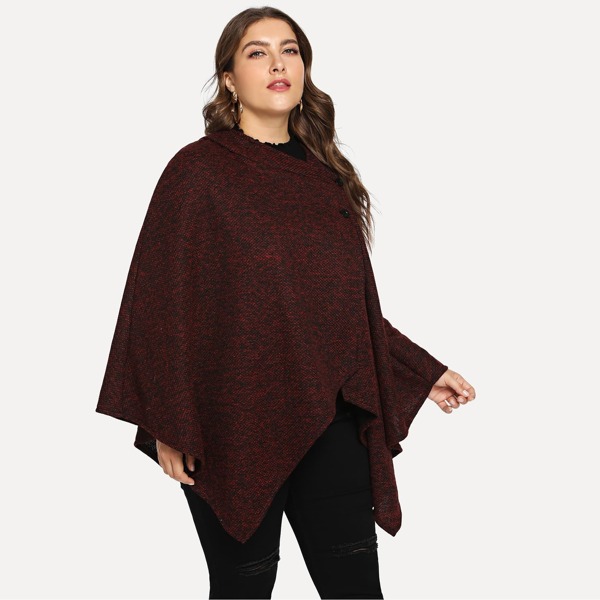 

Plus Button Decoration Hooded Sweater Coat