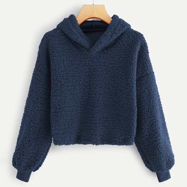 

Drop Shoulder Teddy Hooded Sweatshirt
