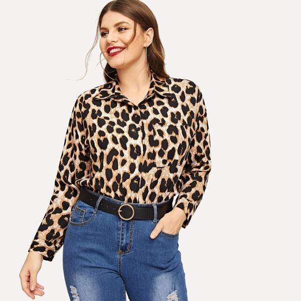

Plus Leopard Print Blouse