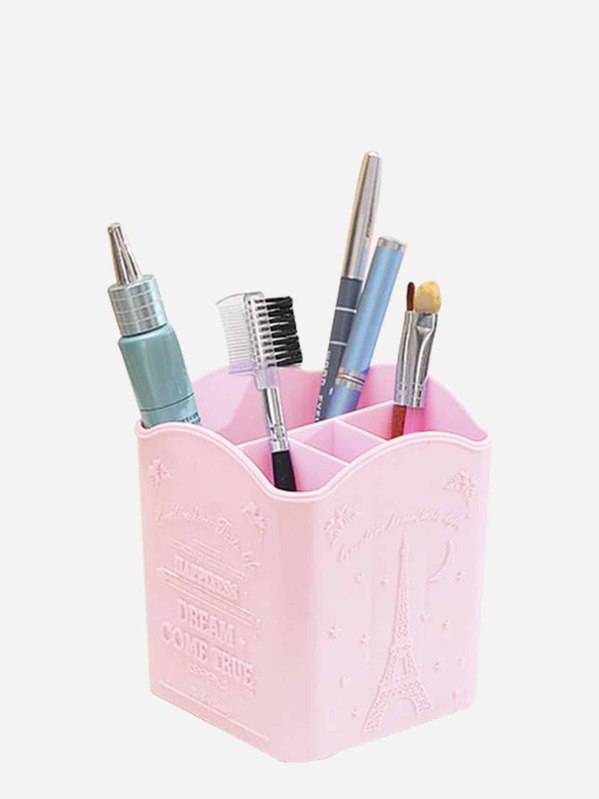 

Letter Pattern Brush Holder, Pink