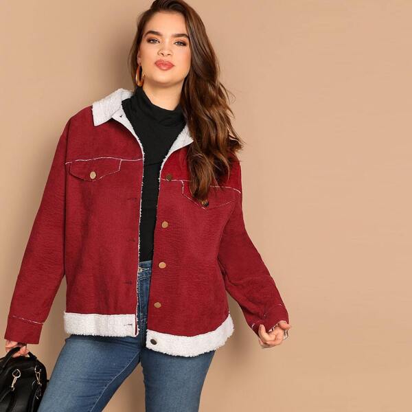 

Plus Notch Collar Button Up Jacket