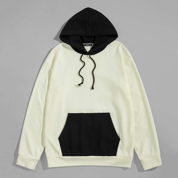 

Men Color-block Drawstring Hoodie, Multicolor