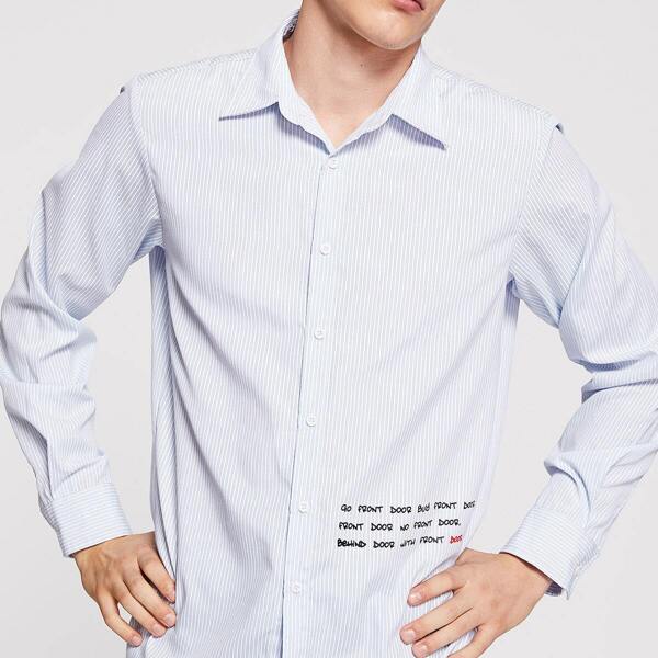 

Men Letter Front Shirt, White