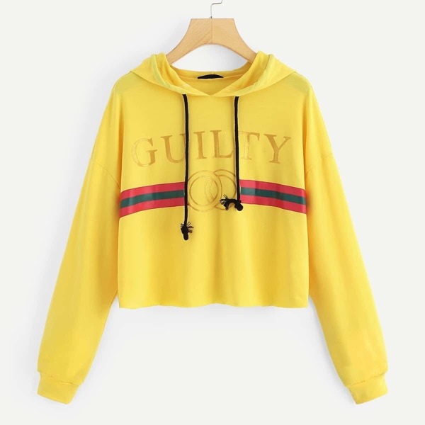 

Mixed Print Crop Hoodie