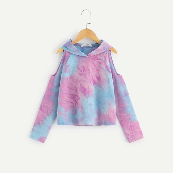 

Girls Tie Dye Cold Shoulder Hoodie