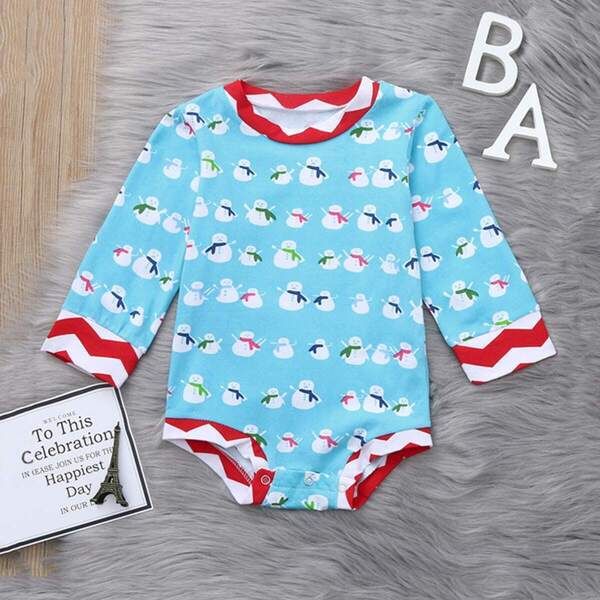 

Toddler Girls Snowman Print Jumpsuit, Blue