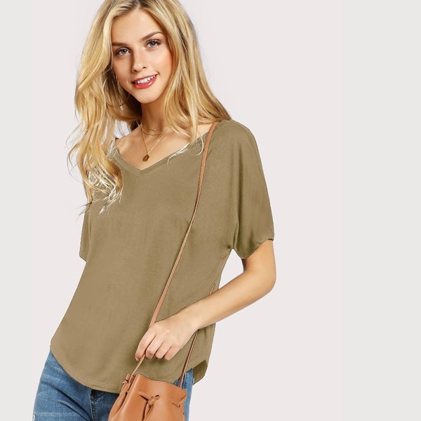 

Dolman Sleeve Curved Hem Tee