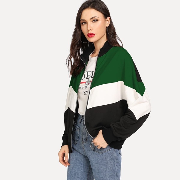 

Drop Shoulder Cut and Sew Jacket, Multicolor
