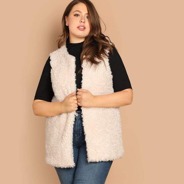 

Plus Open Front Teddy Vest