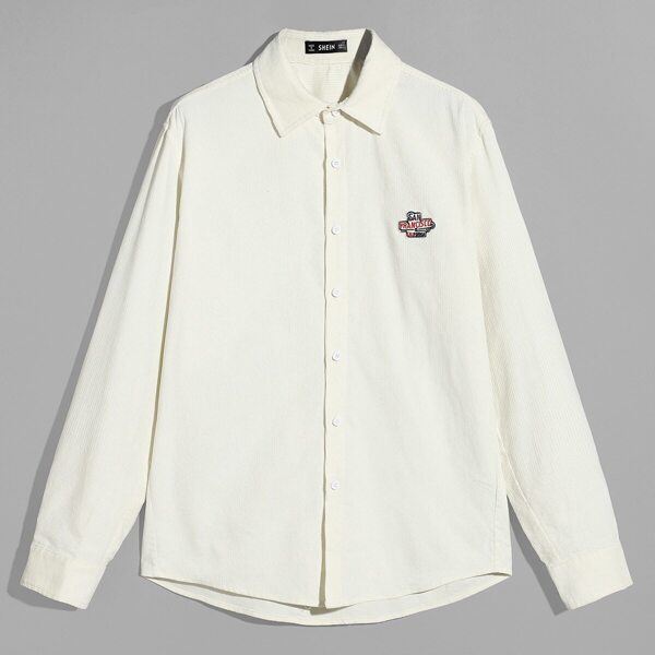 

Men Patched Detail Corduroy Shirt
