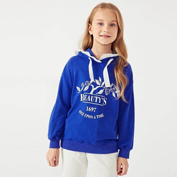 

Girls Mixed Print Drawstring Hoodie