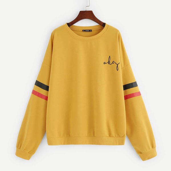 

Plus Striped Sleeve Sweatshirt