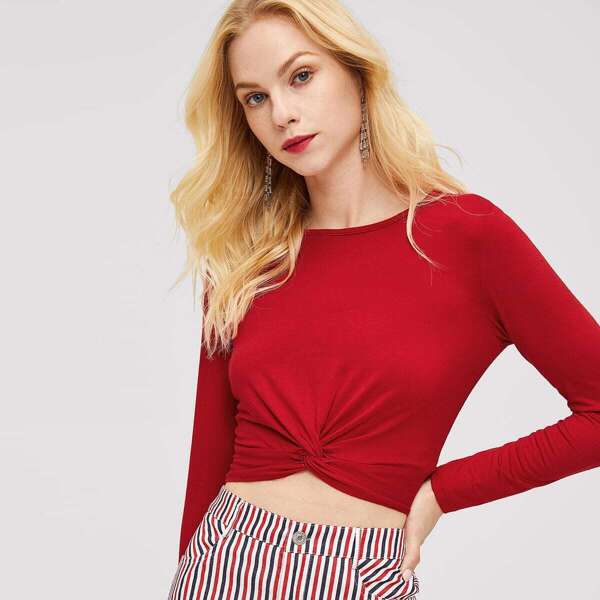 

Twist Front Crop Tee
