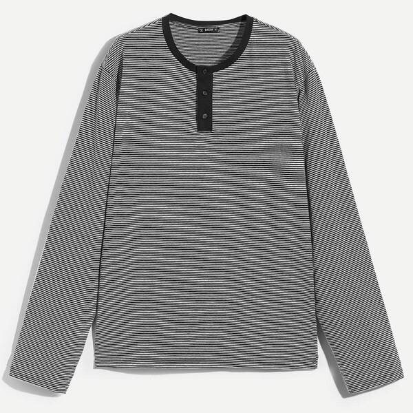 

Men Button Front Solid Tee