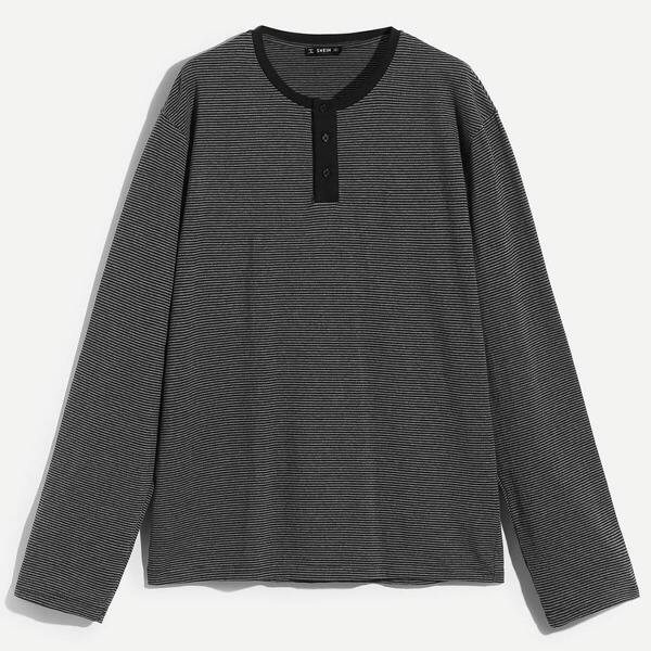 

Men Button Front Solid Tee