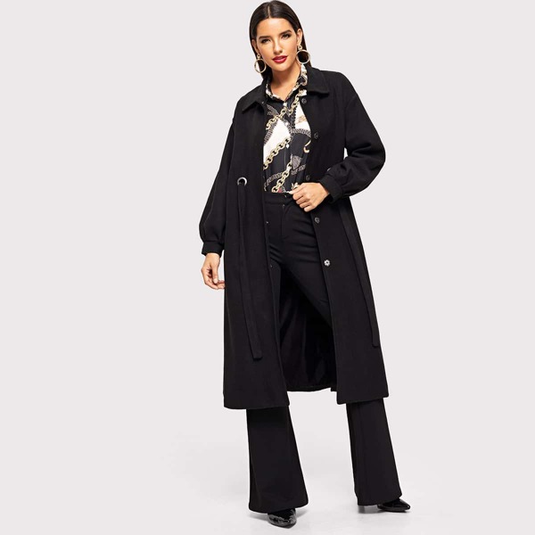 

Tweed Self Tie Long Coat