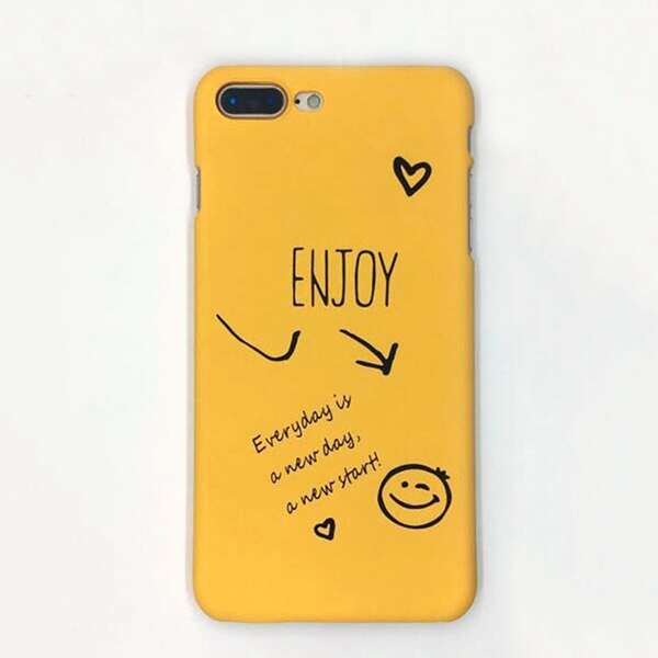 

Letter Print iPhone Case, Yellow