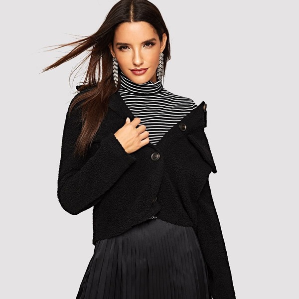 

Pocket Patched Button Up Teddy Jacket
