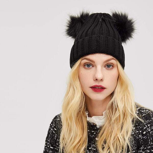 

Pom Pom Decorated Beanie Hat
