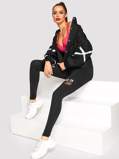 Contrast Panel Stand Collar Jacket