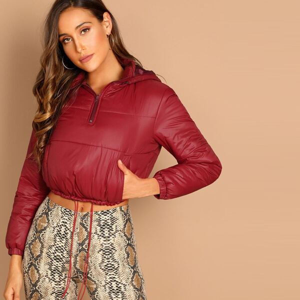 

Drawstring Hem Crop Padded Coat