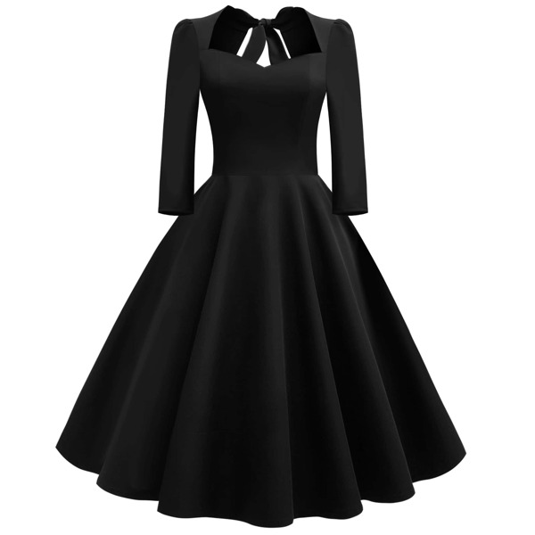 

50s Bow Tie Back Flare Dress