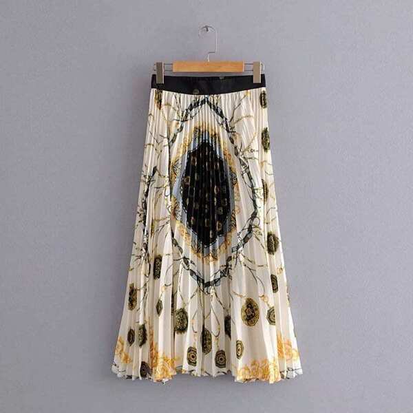 

Paisley Print Pleated Skirt