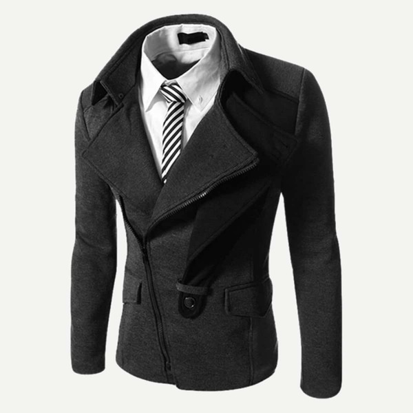

Men Oblique Zipper Skinny Coat
