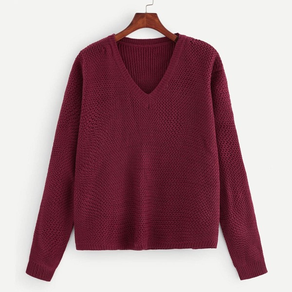 

Plus Solid V Neckline Jumper