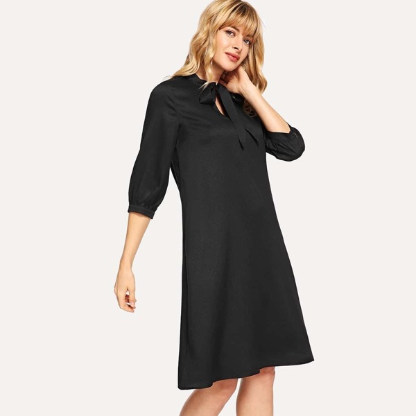 

Solid Tied Neck Dress