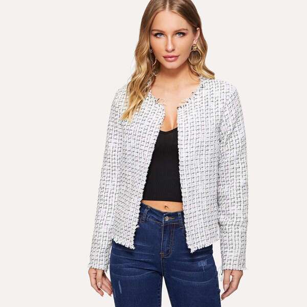 

Open Front Plaid Coat