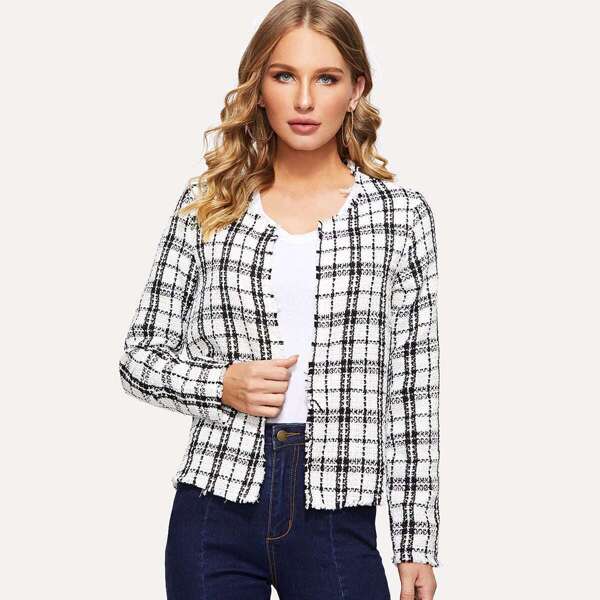 

Open Front Plaid Coat