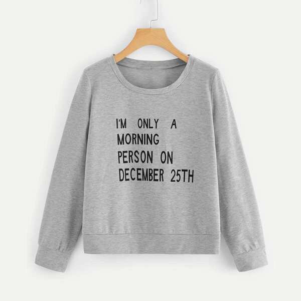 

Letter Print Marled Sweatshirt