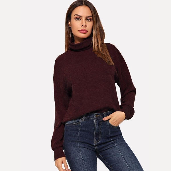

Roll Neck Ribbed Sweatshirt
