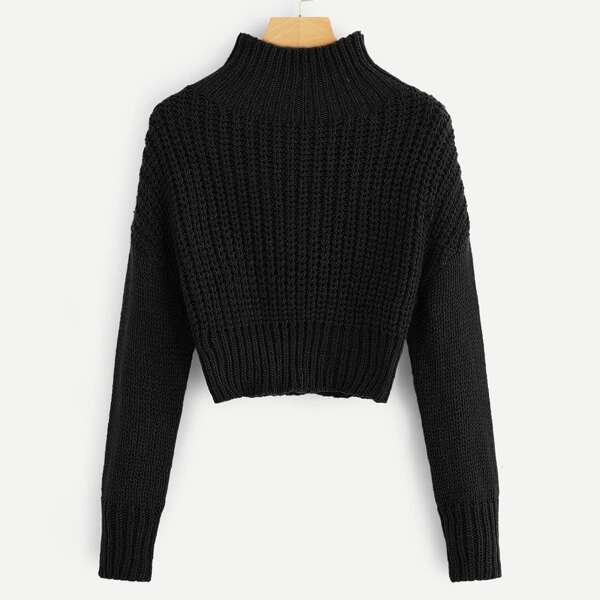

Mock-neck Drop Shoulder Crop Jumper