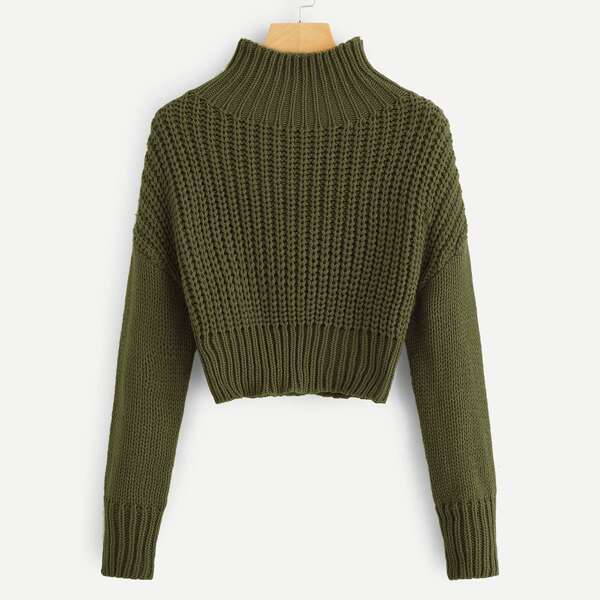 

Mock-neck Drop Shoulder Crop Jumper