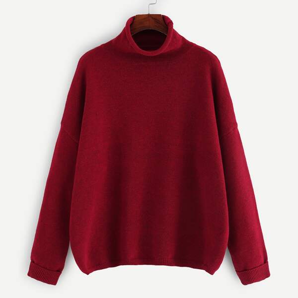 

Rolled Neck Drop Shoulder Sweater